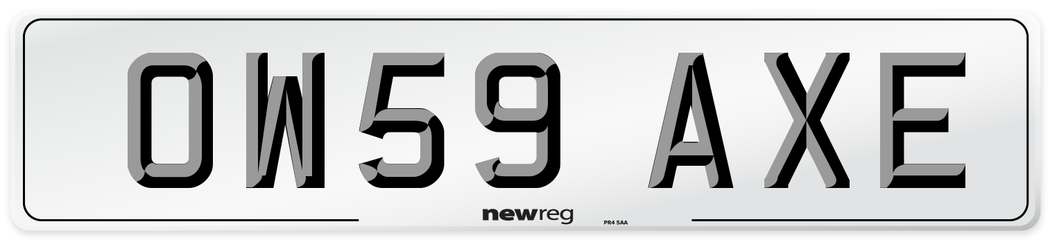 OW59 AXE Number Plate from New Reg